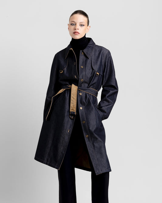 Denim Trench Coat Porté