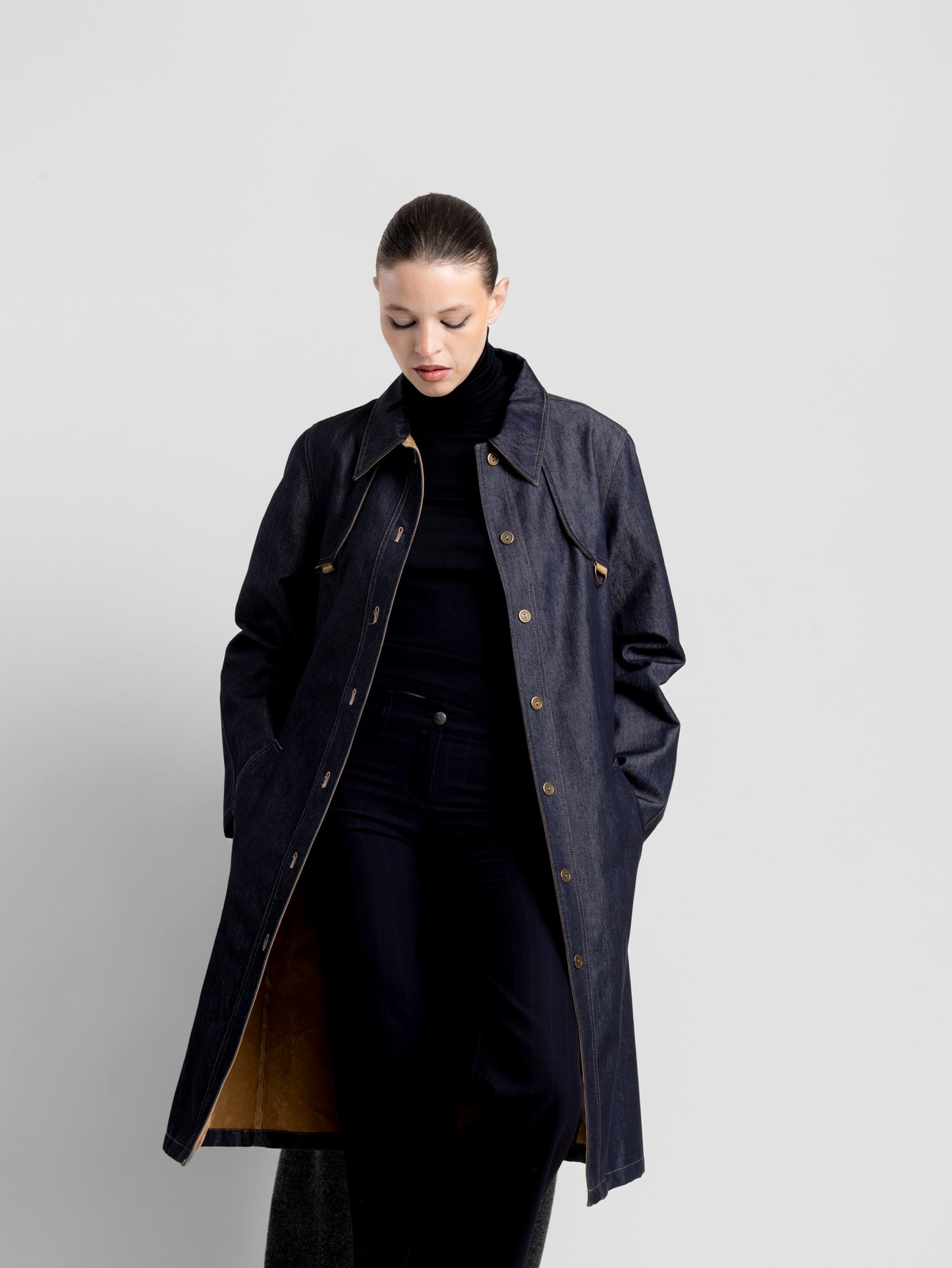 Denim Trench Coat Porté